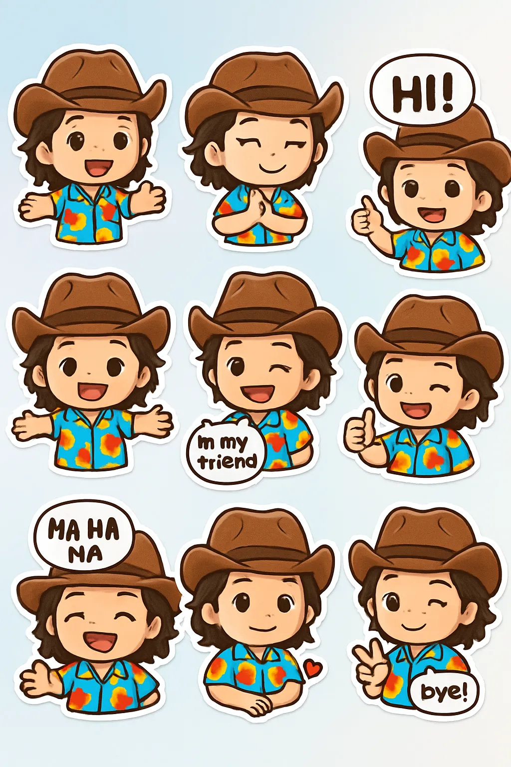 3D Kawaii Chibi Sticker Set for Social Media
