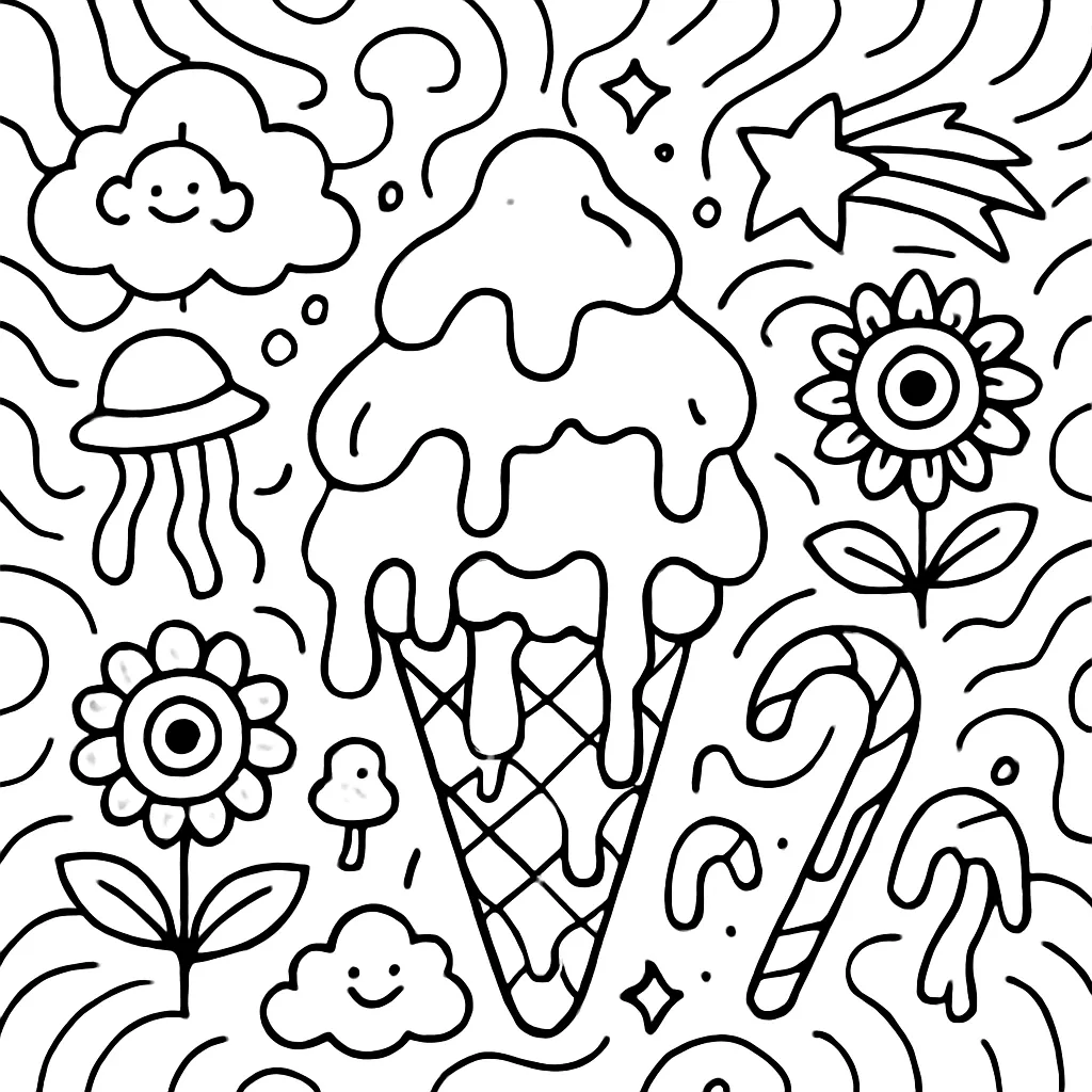 Melting Madness Coloring Page