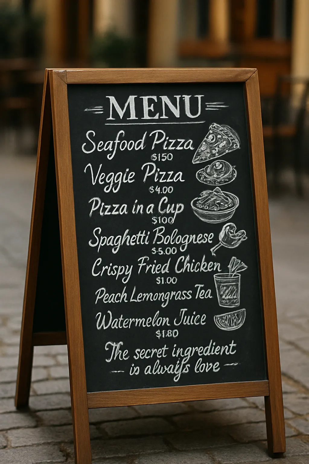 Hand-Drawn Outdoor Chalkboard Menu – European Café Style