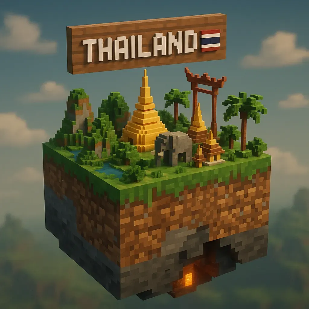 Voxel Nation Cube – Minecraft-style Country Diorama sample output