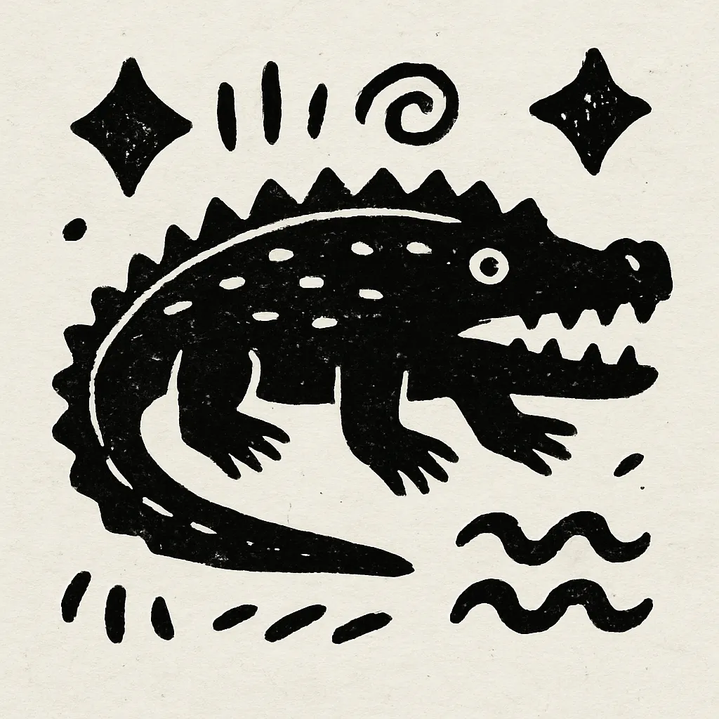 Primitive Black-and-White Ink Illustration