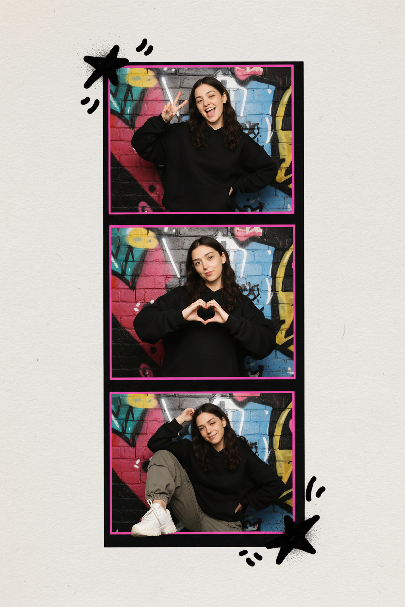 Realistic 4-Frame Photobooth Print Strip