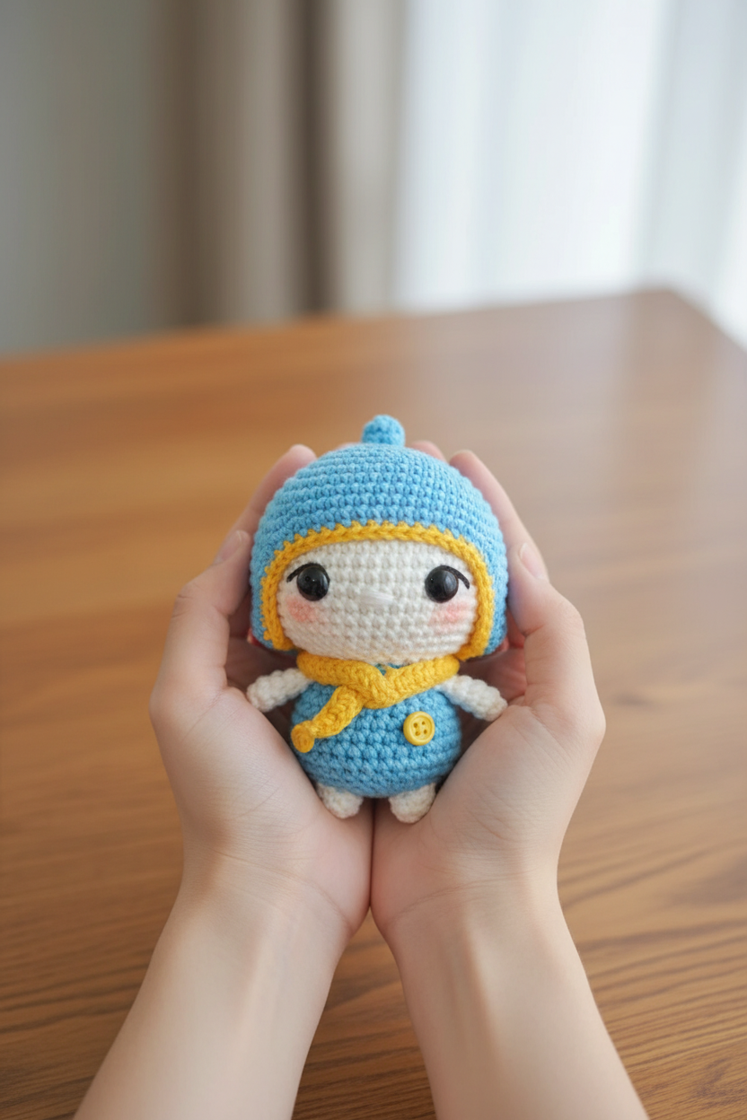 Amigurumi In Hands Cozy Close Up