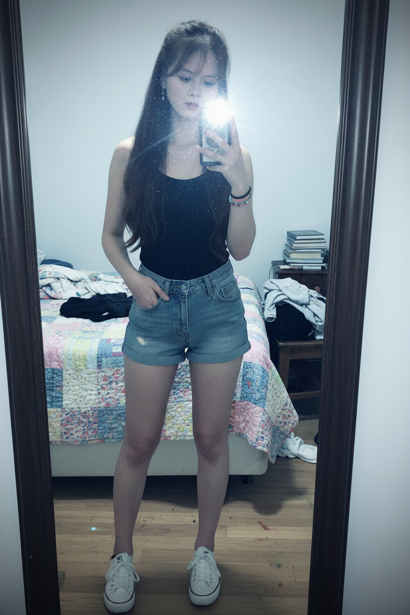 Mirror Selfie 2010s Flash and Grain