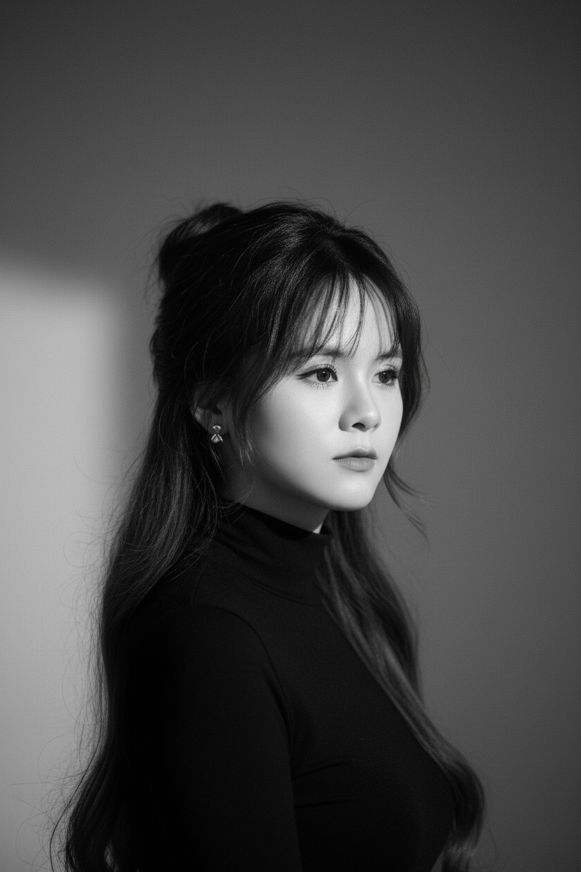 Studio Portrait Face and Hair Lock