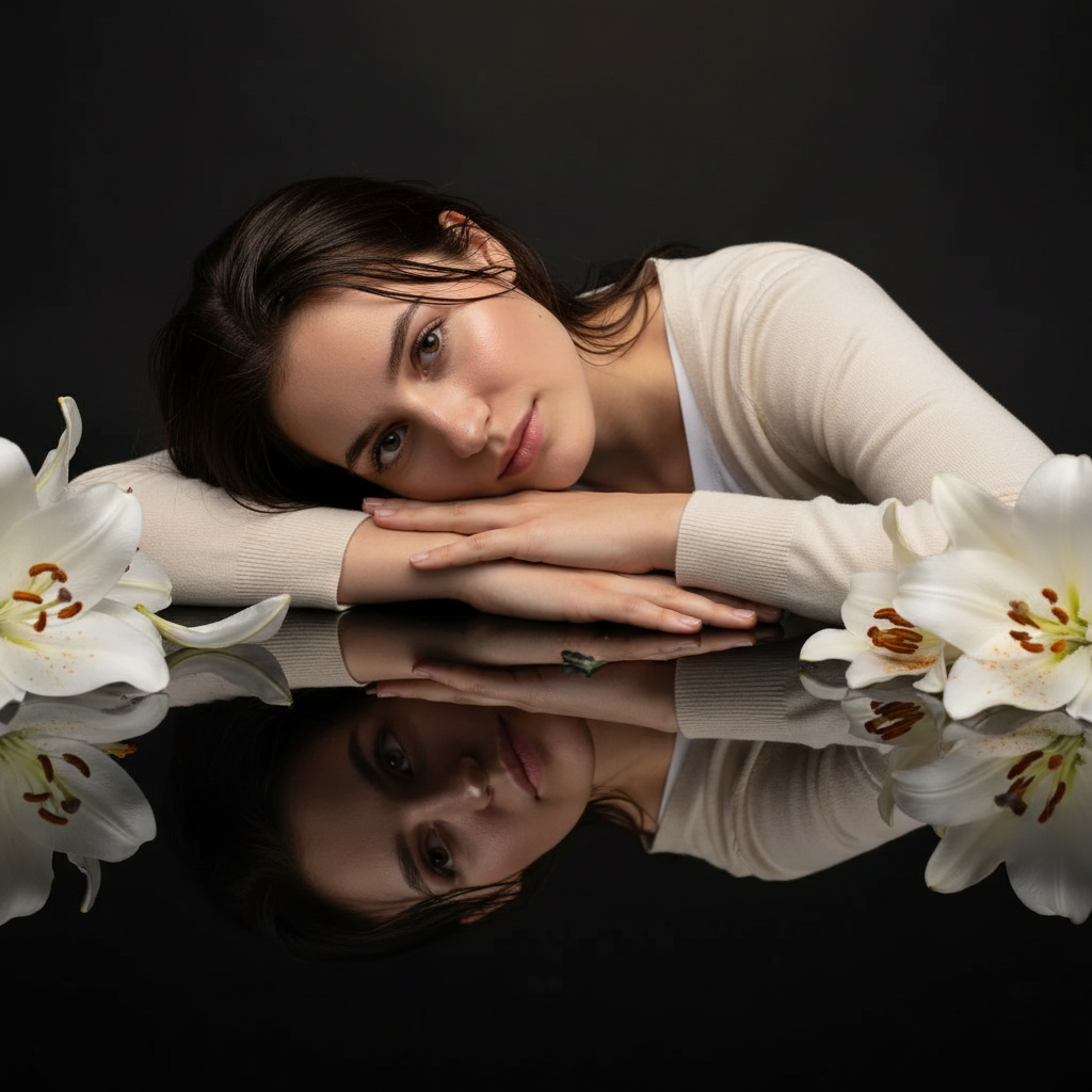 Ethereal Lily Mirror Portrait