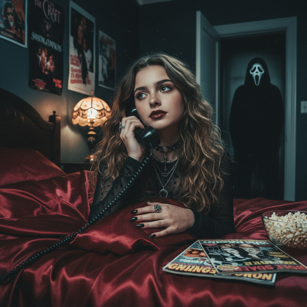 Dreamy Y2K Gothic Bedroom Portrait sample output
