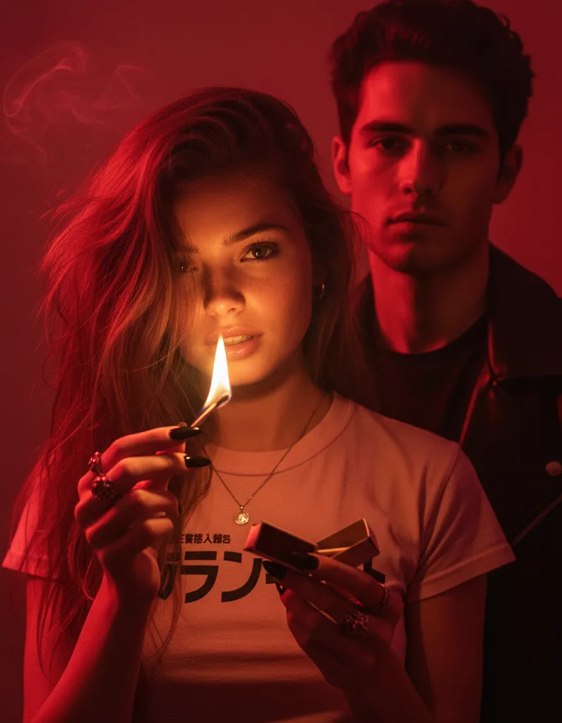 Neo-Noir Rebellion — Cinematic Red Portrait sample output