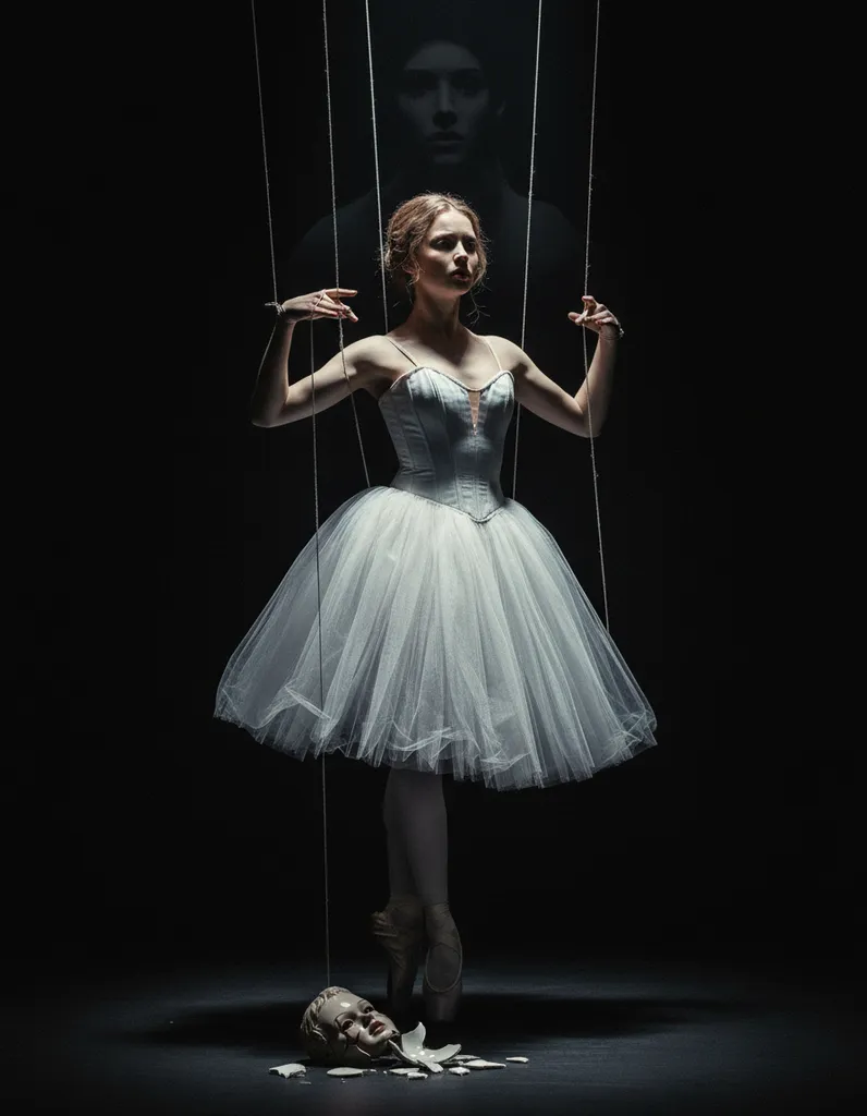 Marionette — Dark Cinematic Ballet Portrait sample output