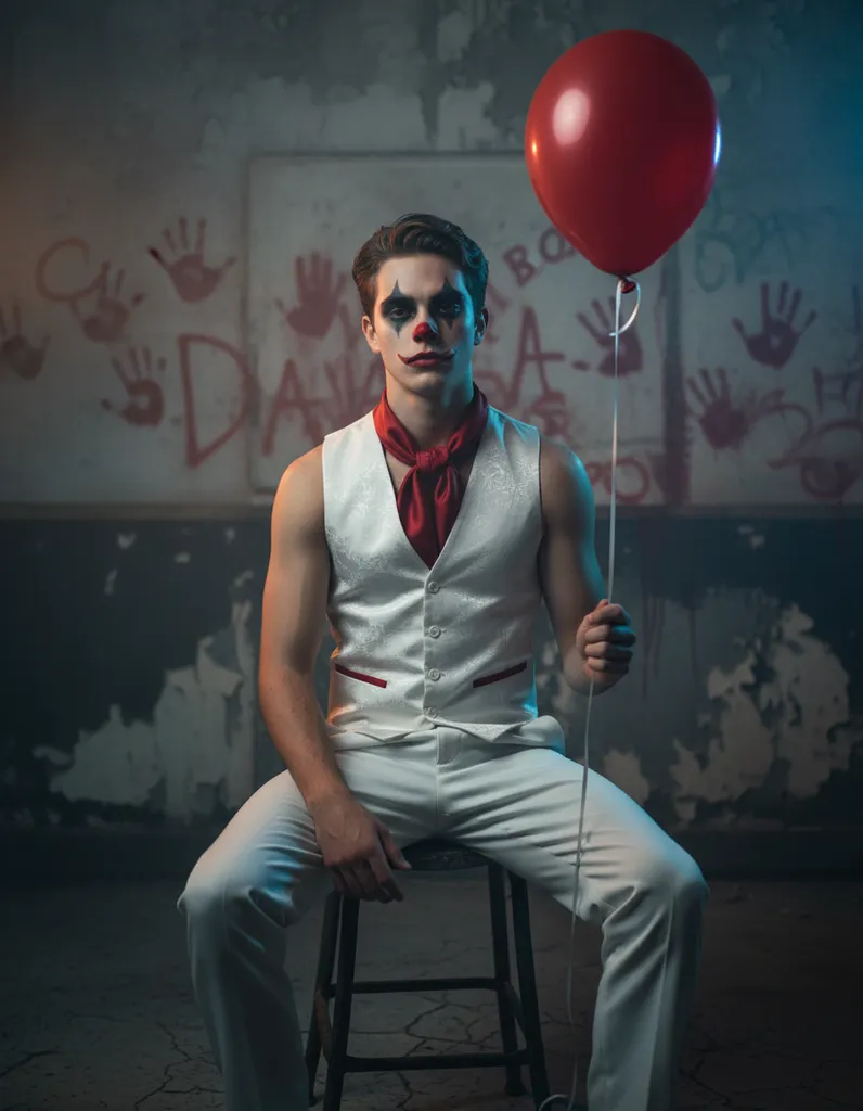 Dark Carnival Clown — Cinematic Full-Body Portrait sample output