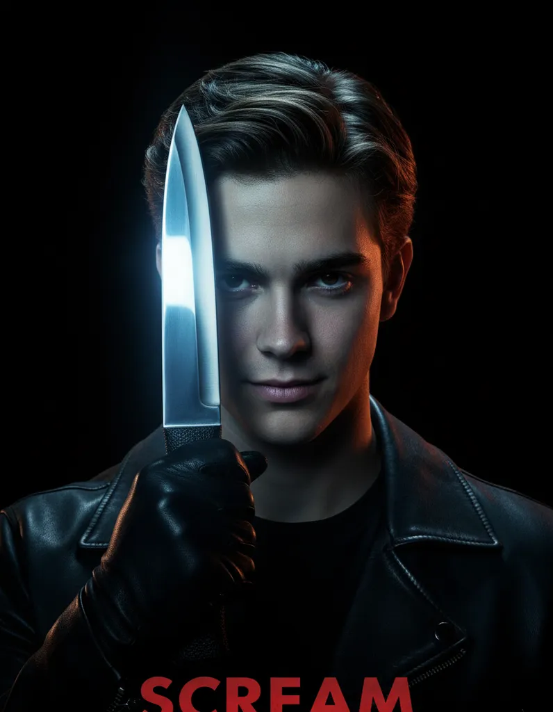 Knife Reflection — Horror Portrait sample output