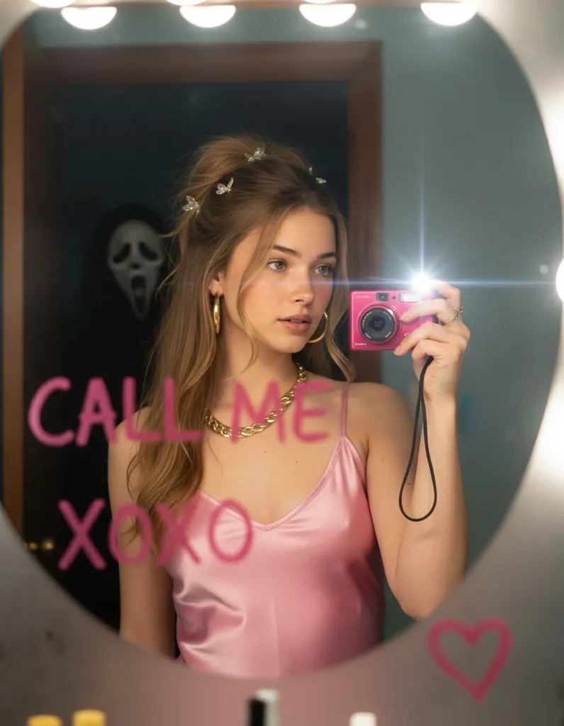 CALL ME XOXO — Y2K Mirror Horror Portrait sample output