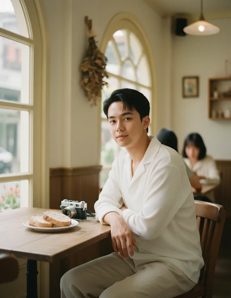 Fuji Dream — Retro Café Portrait sample output