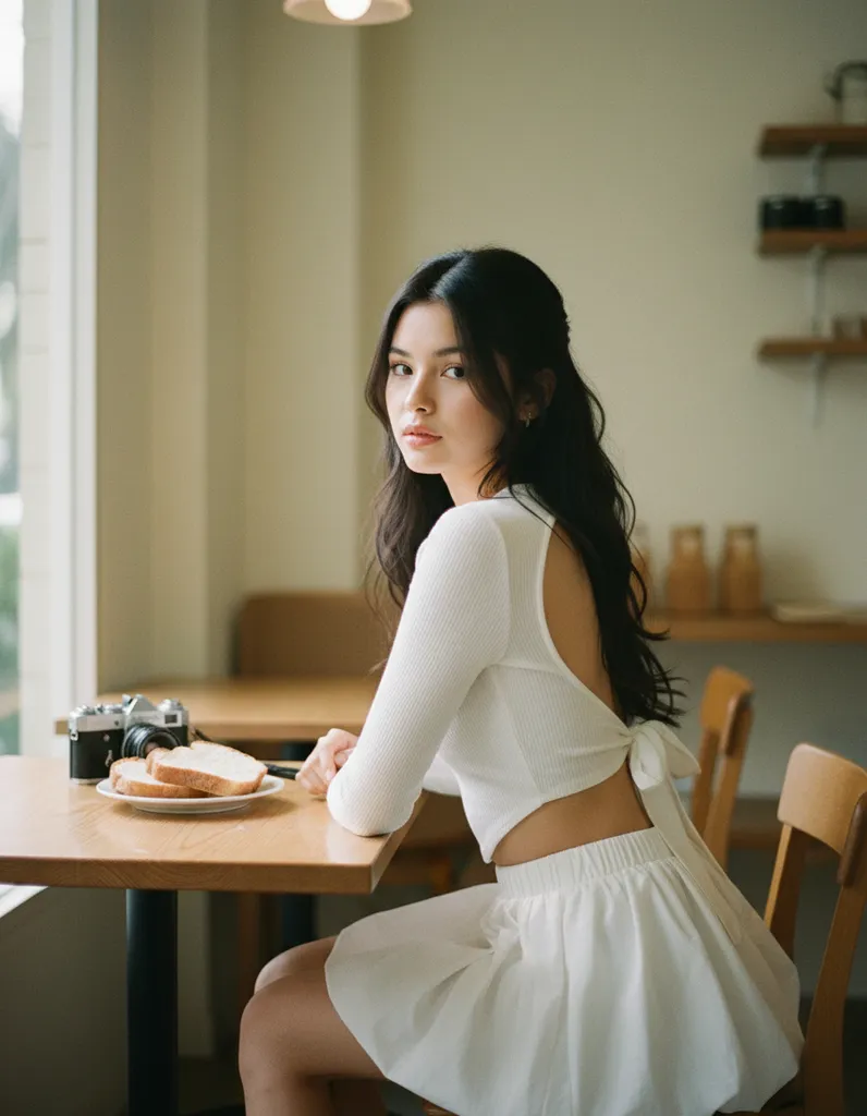 Fuji Dream — Retro Café Portrait sample output