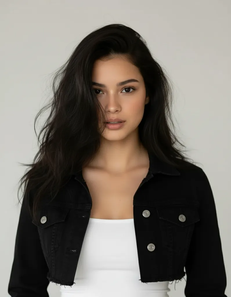 Denim & White Editorial Portrait sample output