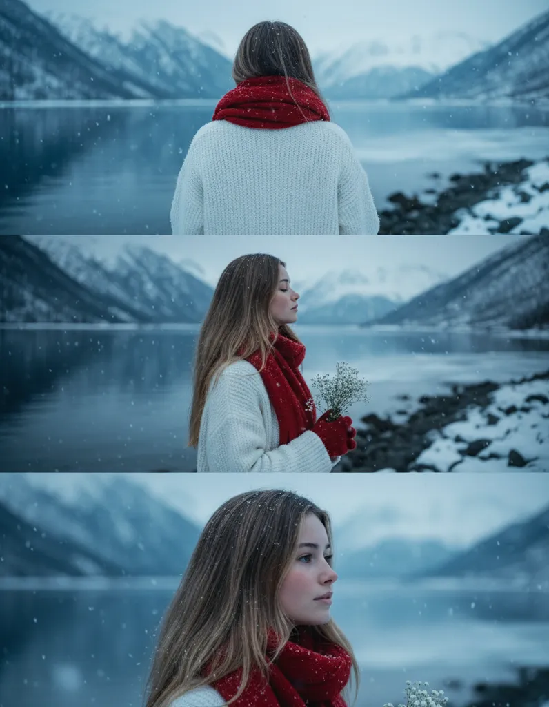 Winter Dive — Goblin-Inspired Triptych Portrait