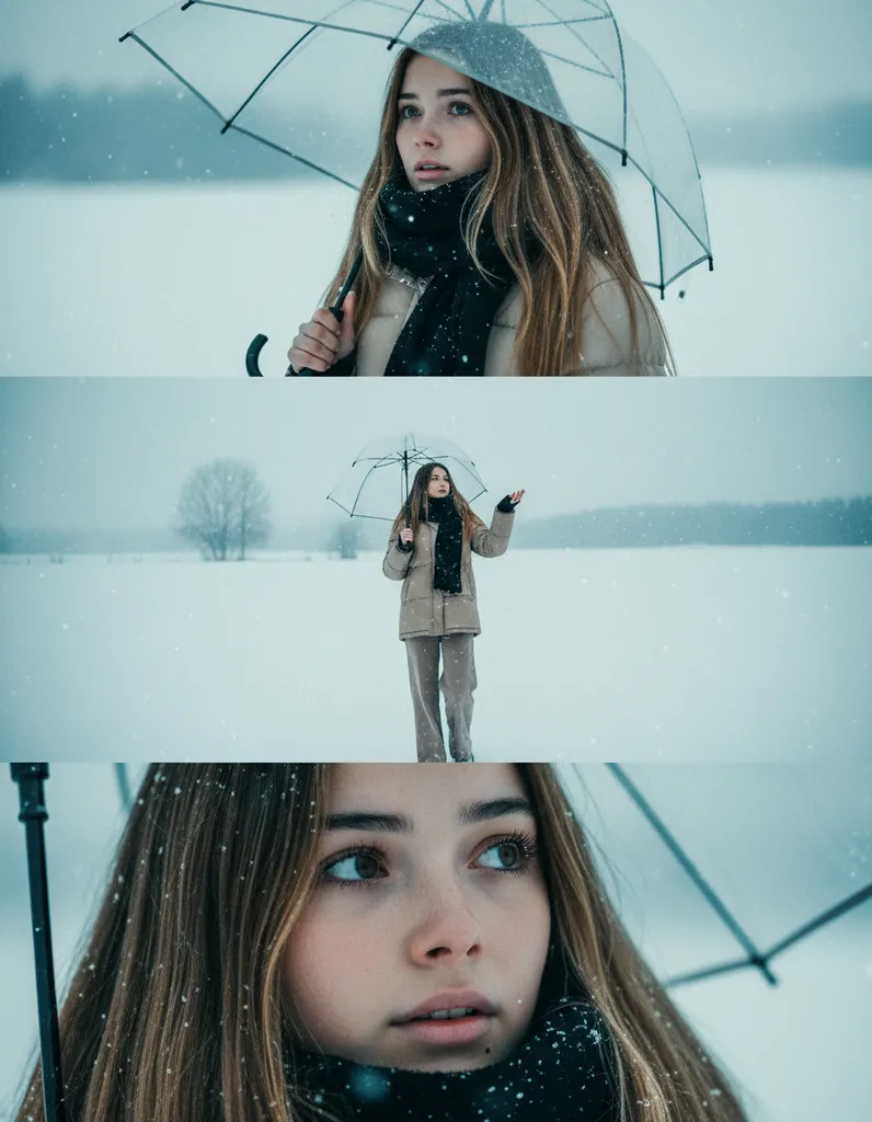 Winter Solitude — Triptych Cinematic Portrait