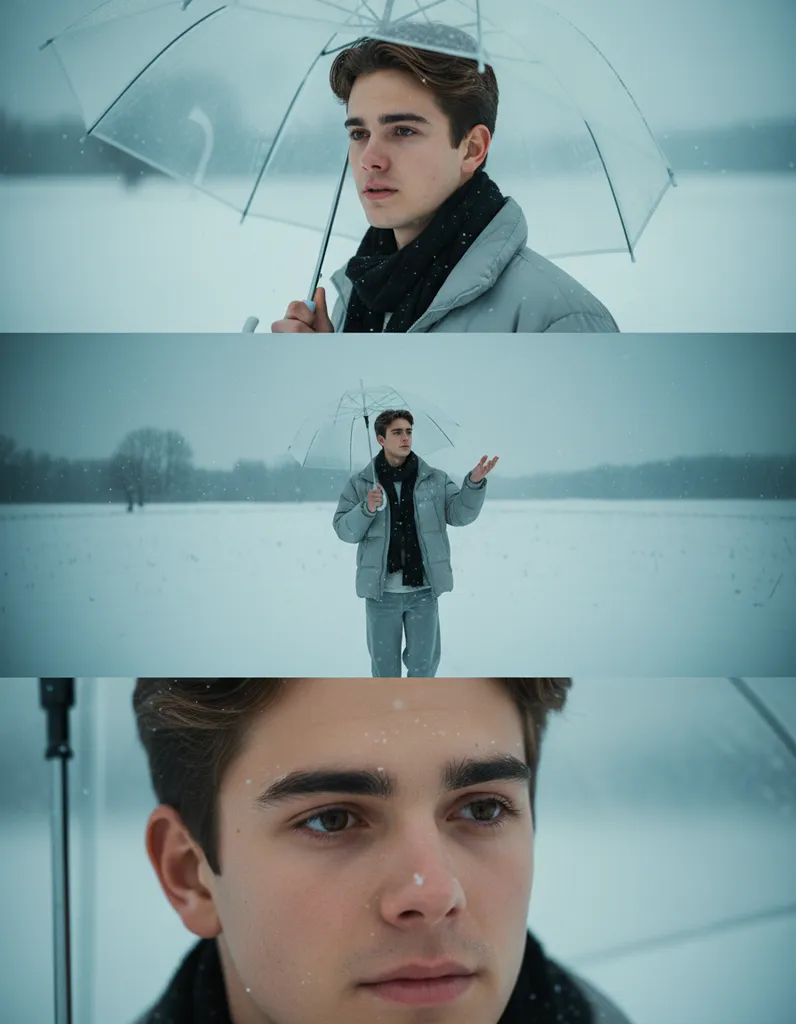 Winter Solitude — Triptych Cinematic Portrait sample output