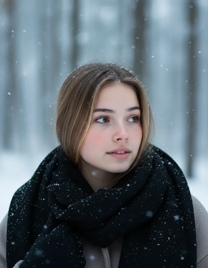 Winter Glance — Close-Up Portrait In Snow