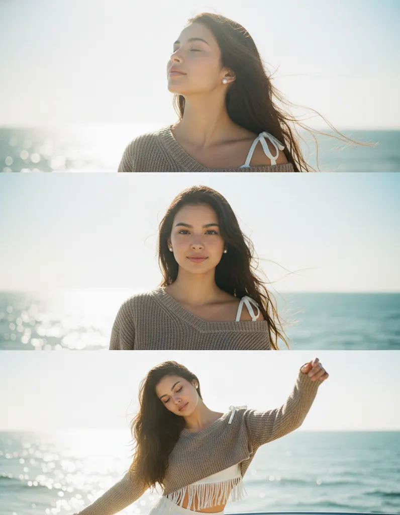 Ocean Light — Golden Hour Portrait Triptych