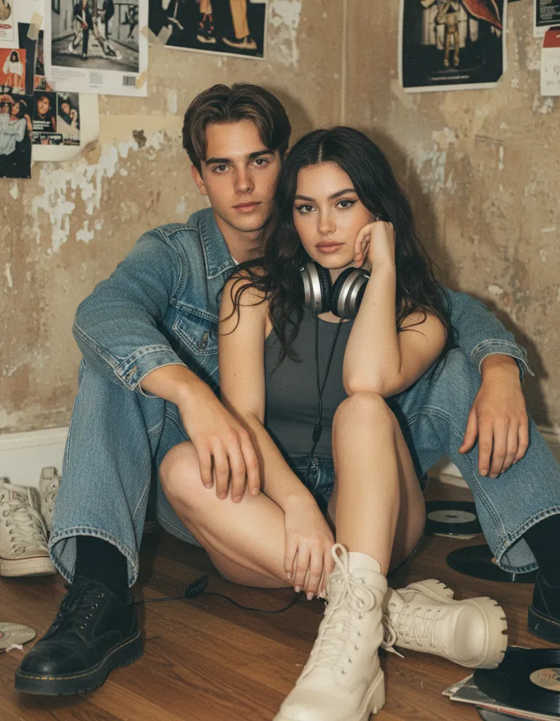 Y2K Denim Lovers Portrait